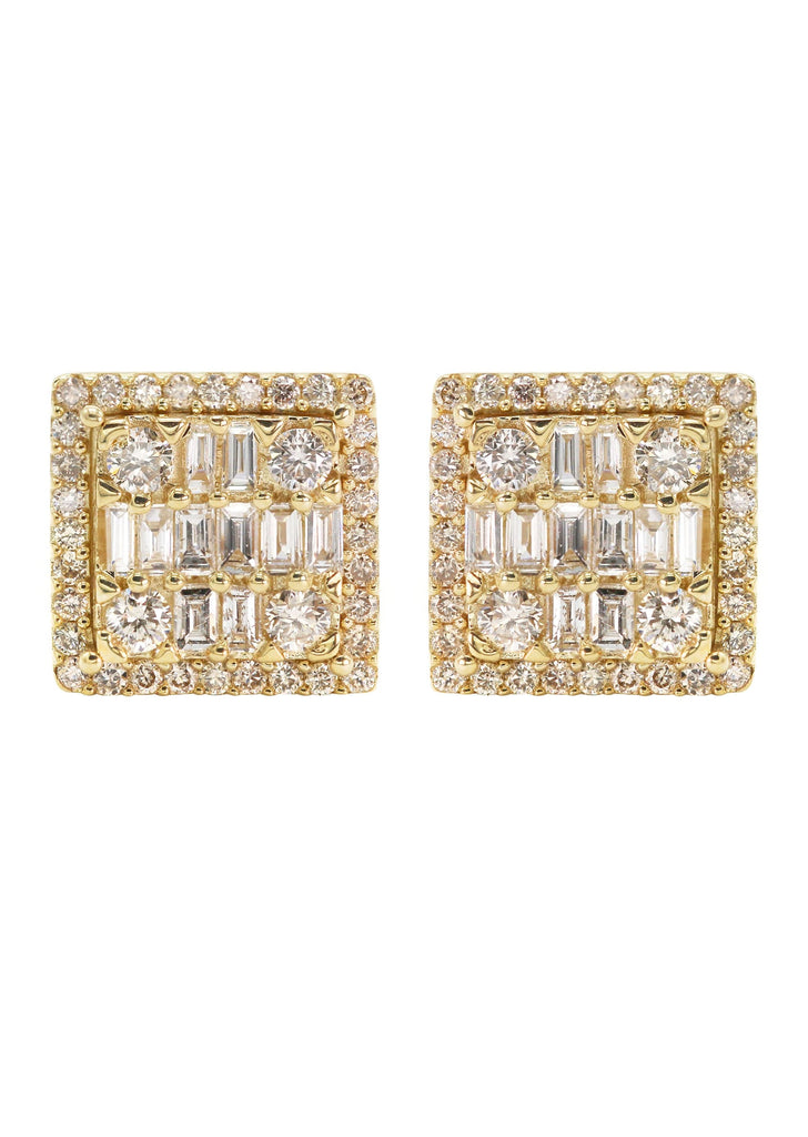 Men's Diamond Huggie Earrings 1/3 ct tw Round & Baguette 10K Yellow Gold |  Kay